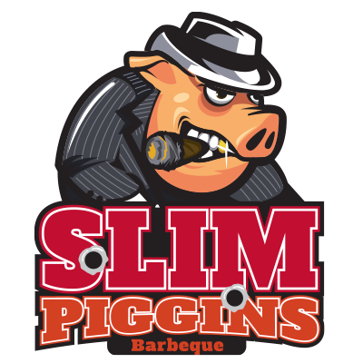 Slim Piggins Logo barbeque bbq condiments mafia pig pork