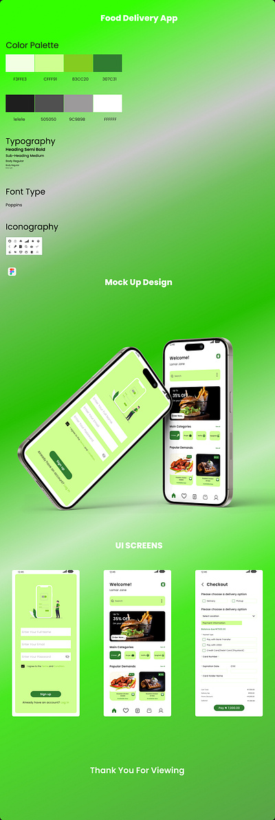 Food Delivery UI Design app design check out figma food delivery home page mobile app sign up ui