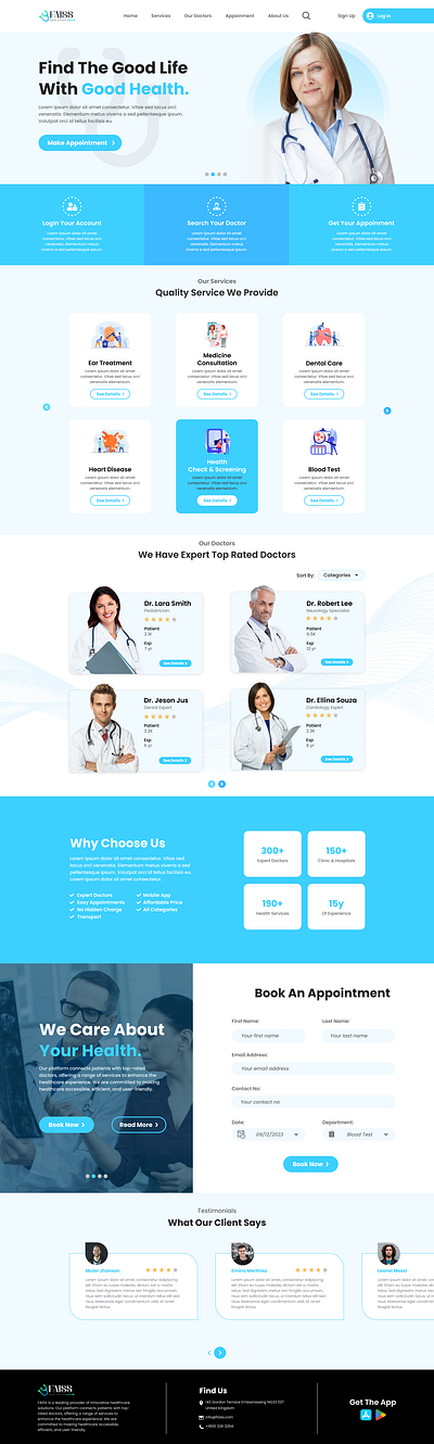 A Medical Service Website Landing Page. adobe xd brading doctor service doctor website ui figma illustrator medical service medical ui medical website photoshop product design ui ui design uiux uiux design user experience user interface ux ux design vector