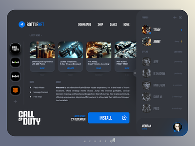 Desktop App Design Concept - MEHRAX battle royale battlenet black ops black ops 5 blizzard call of duty call of duty ui cod fortnite game game launcher gaming gaming launcher launcher mehran mehrax modern warfare modern warfare ui pubg xbox