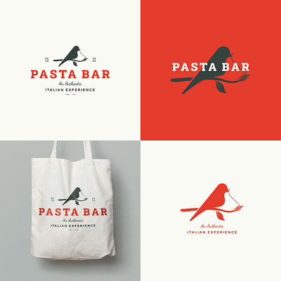pasta bar bird branding brandmark fork italian logo pasta