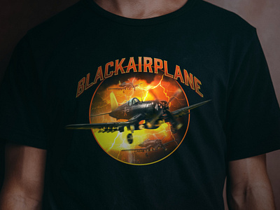 New Black Airplane t-shirt, with a nod to a classic branding graphic design t shirt