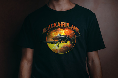 New Black Airplane t-shirt, with a nod to a classic branding graphic design t shirt