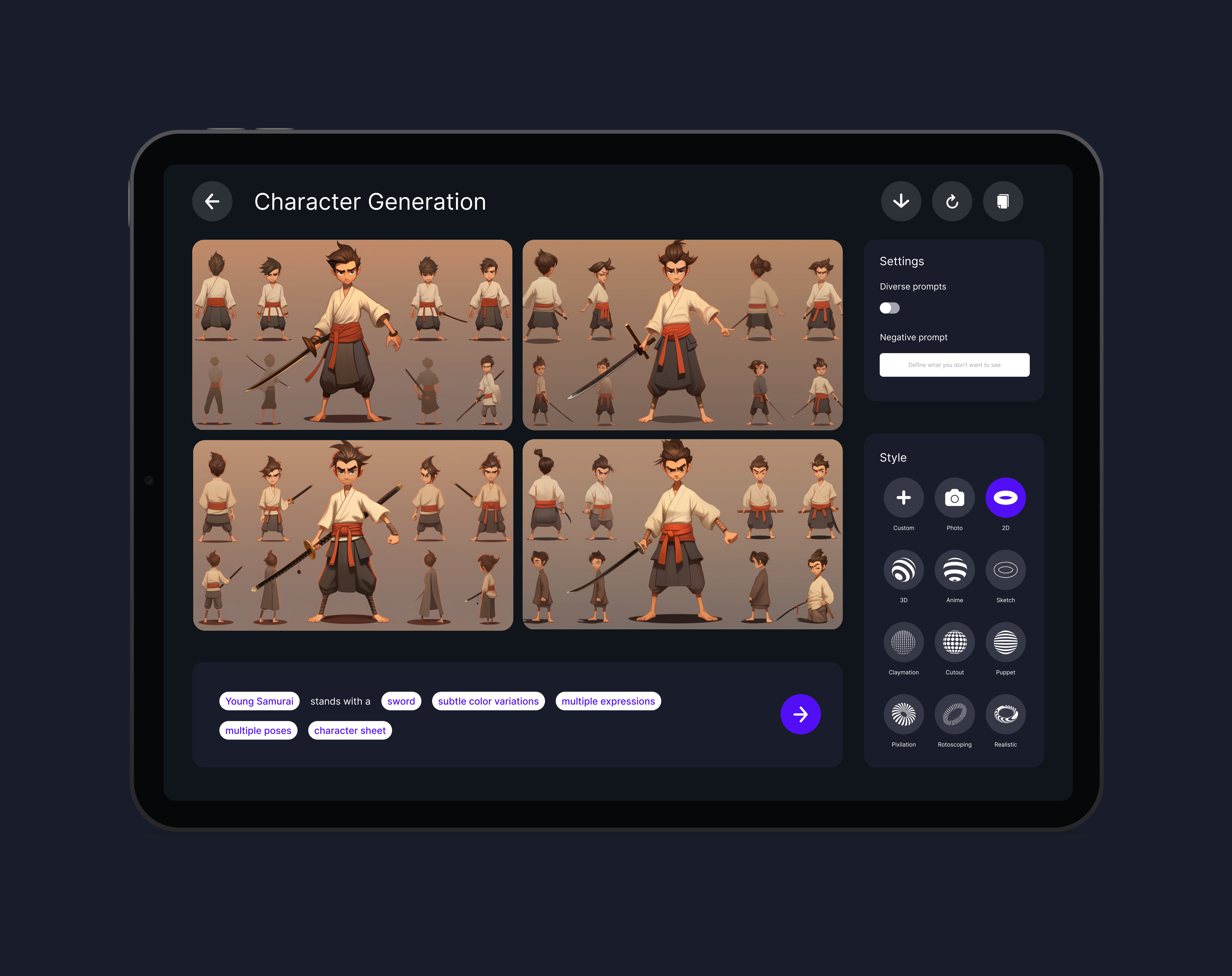 Storyboarding Generative AI Application branding design logo ui ux
