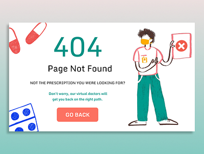 Daily UI Day 8 - 404 Page Design 404 404 page clinic daily ui daiyui design hospital medical ui virtual clinic
