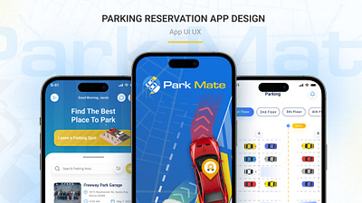 Parking Reservation App Design Concept UI UX car light theme parking reservation spot