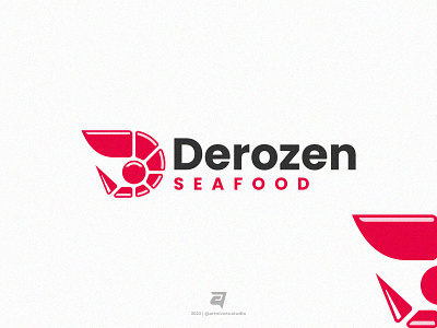 Derozen brand branding food graphic design illustrator logo logotype modern seafood shrimp vector