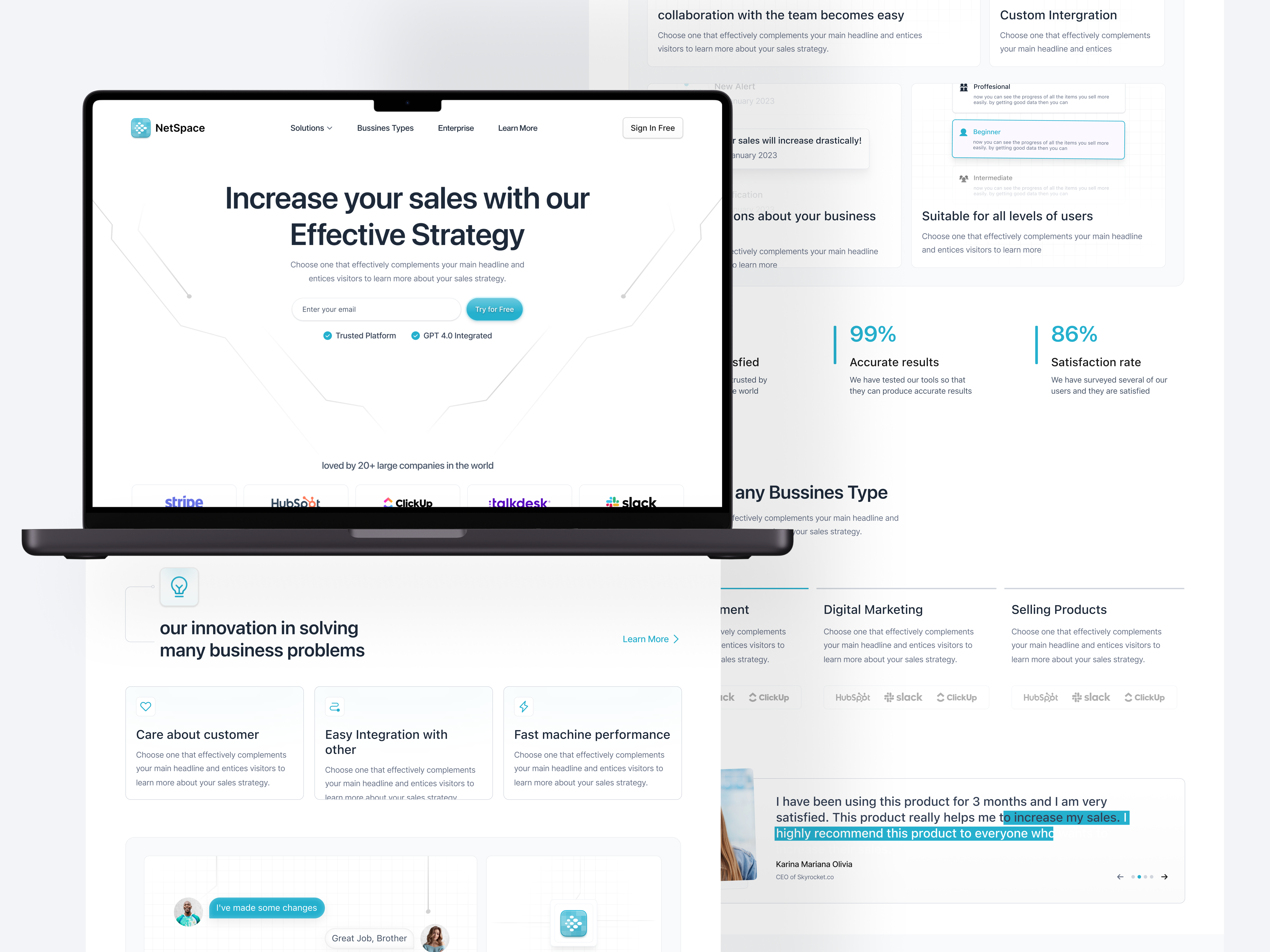 NetSpace - Bussines Landing Page blue bussines clean landing page modern saas simple ui web design