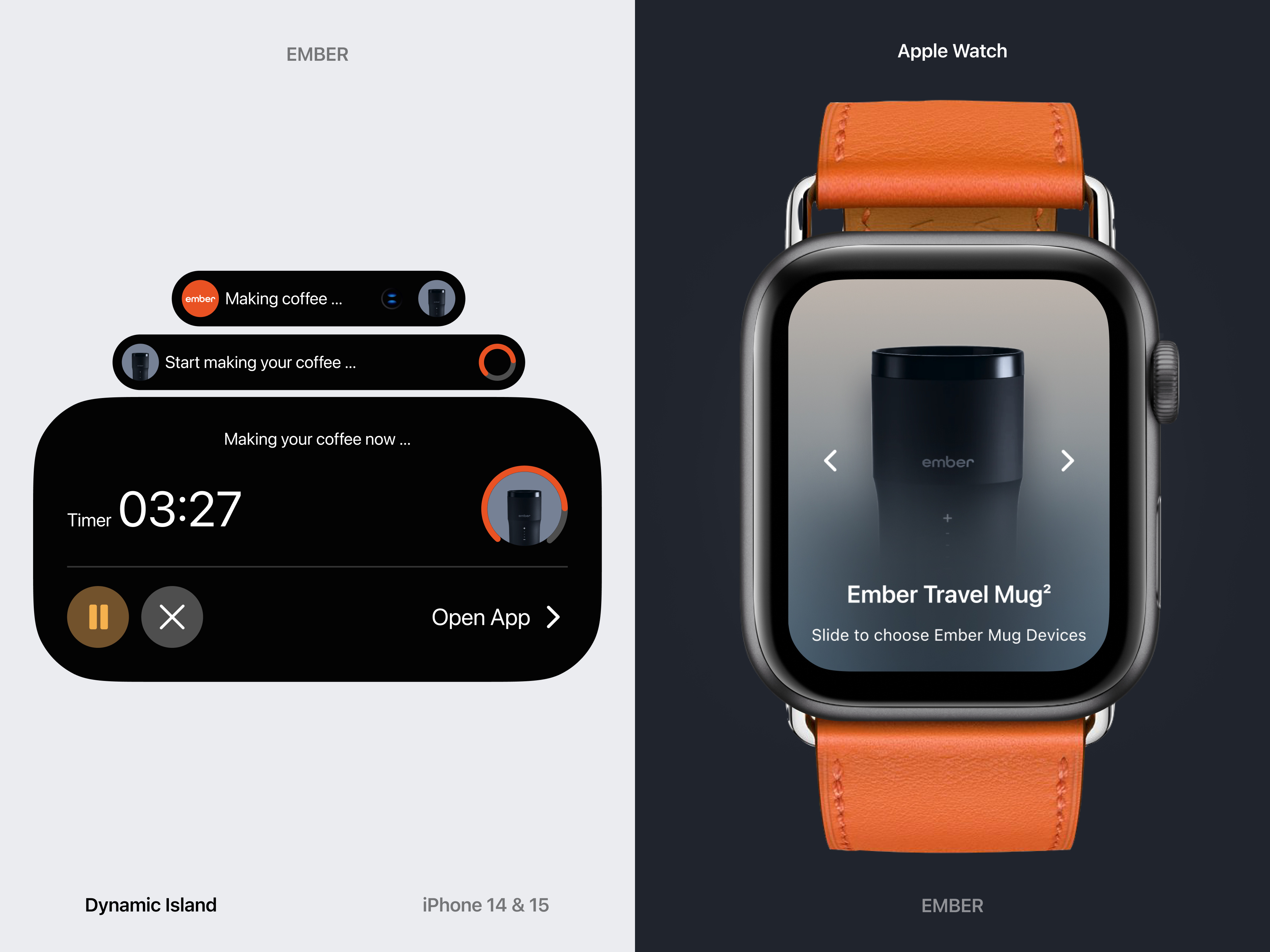 Ember: Dynamic Island & Apple Watch App Concept app apple apple watch design dynamic island time timer uiux watch watches watchos widget