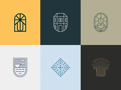 Monoline Logo Collection bean brand identity branding building cafe coffee crown tribe cup decorative food and beverage graphic design logo design logomark modern monoline restaurant shop tile visual identity wheat