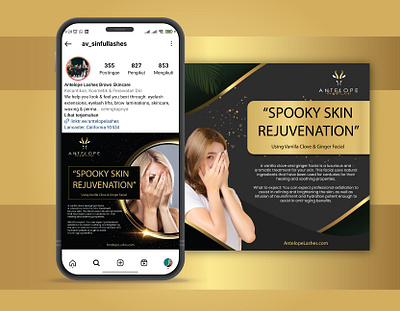 Social media post design for Antelope Lashes beauty black design estheticians gold luxury post saloon social media woman