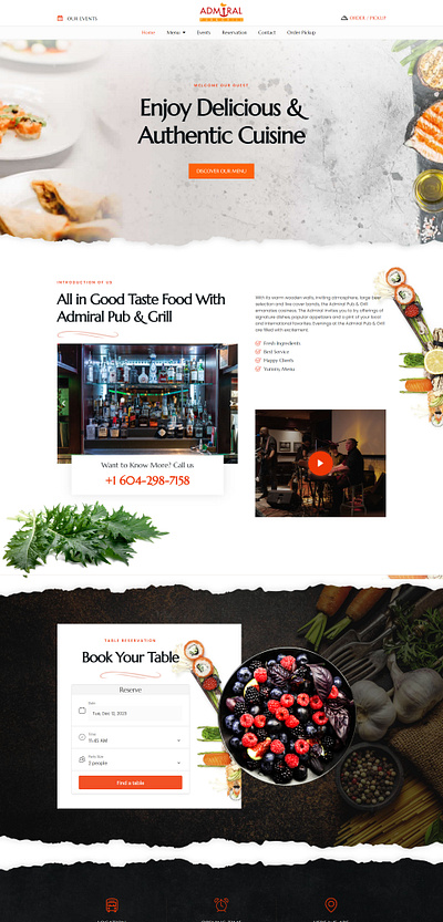 Web Project for Pub & Grill wordpress web project