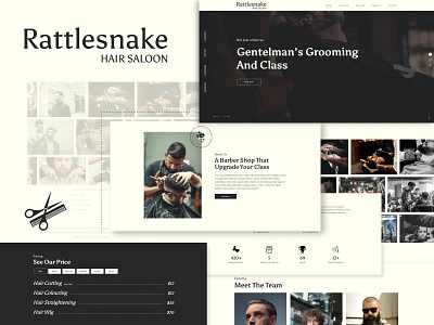 Rattlesnake: Hair Salon And Barber Shop HTML5 Website Template 3d animation barber shop html5 branding graphic design hair salon hair salon webiste html html5 html5 website template logo online website rattlesnake salon website trending website ui website template