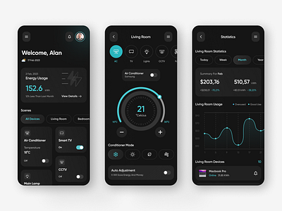 SmartHome AI - Mobile App ai aiui app appdesign automation design digital dribbbleshot homeautomation mobile smarthome ui uiuxdesign ux uxdesign