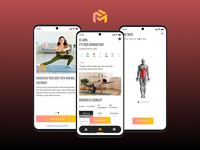 Fitmasters - Your Daily Workout Mentor body weight branding fitness application logo design minimal modern product design typography ui design ux research workouts