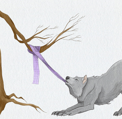 Wolf + Scarf animal illustration inktober pencil procreate wolf