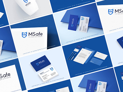 Brand design - MSafe blue brand logo mask msafe name card design ui vi 张小哈