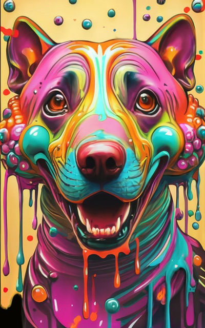 melting dog animal artwork colourful digital art dog fashion graphic design illustration painting potrait