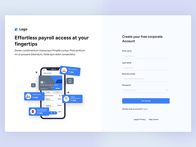 Payroll portal login page design fintech graphic design ui uiux