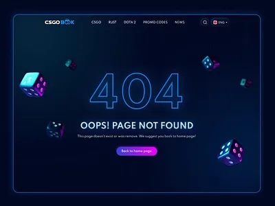UI/UX Concept of 404 Error Page for Gambling Platform 404 404 page animation app design figma gambling mobile neon ui ui design user interface ux web design website website design