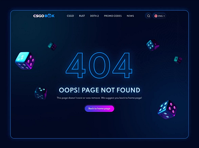 Gambling website: 404 page 404 404 page animation design figma gambling neon ui ux web design