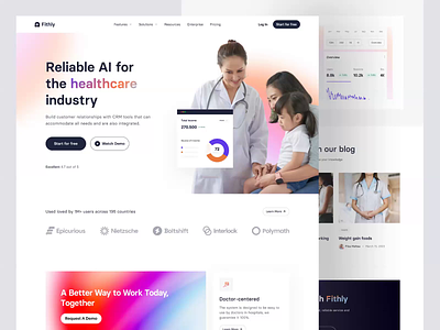 Fithly - Health Landing Page ai ai website animation artificial intelligence clean crm dipa inhouse framer health healthcare landing page landingpage medical mockup illustration site web web design webflow website website design