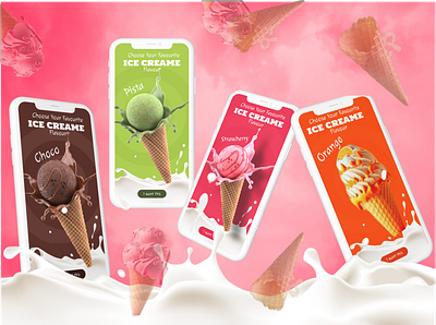 Ice Cream UI Design animation branding design ui