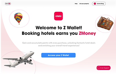 ZWallet Welcome Page book booking ecommerce travel