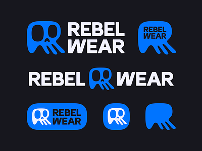 Rebel Wear blue bold branding dark fashion iconic identity letter r logo r simple skull unique