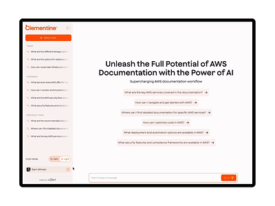 Clementine - Revolutionizing AI Interaction ai branding chatbot ui user research ux webapp