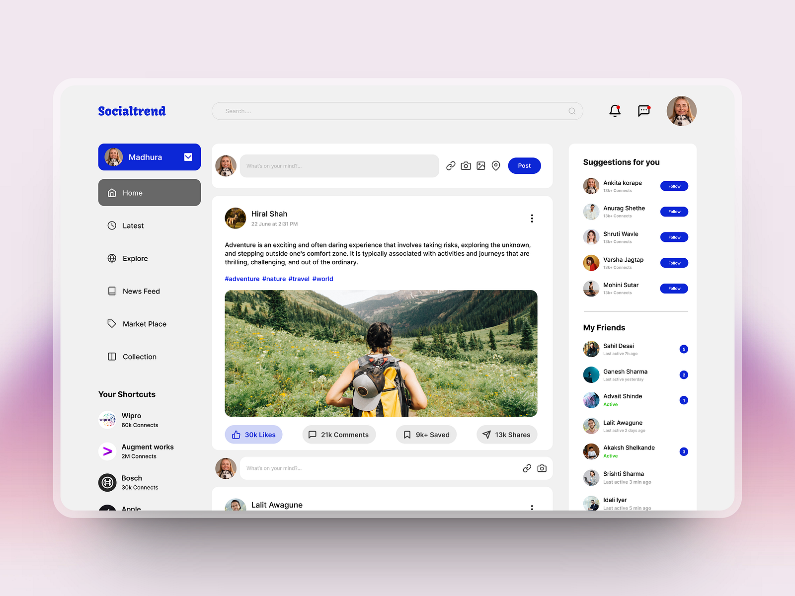 Social media web application by madhura gaydhane on Dribbble