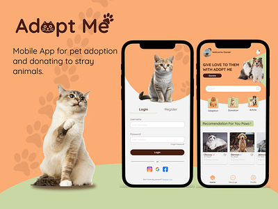 Adopt Me : Pet Mobile App 2023 adopt cat design dog figma mobileapp pet petdesign ui uideisgn uiux