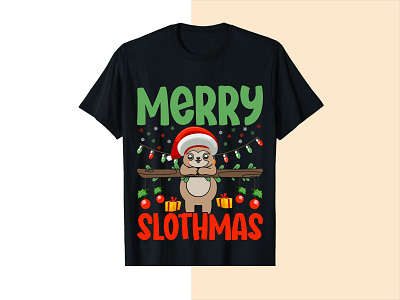 Merry Christmas t-shirt apparel christmas christmas tshirt custom tshirt design graphic design merry sloth tshirt slothmas tshirt design