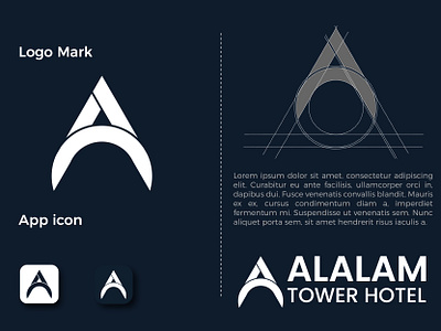 ALALAM TOWER HOTEL a logo abstract app icon branding branding design creative logo design hotel logo illustration letter logo logo logo designe logo designer realestate logo