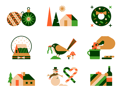 Happy Holidays :) christmas design festive geometric graphic holidays illustration minimal season vector