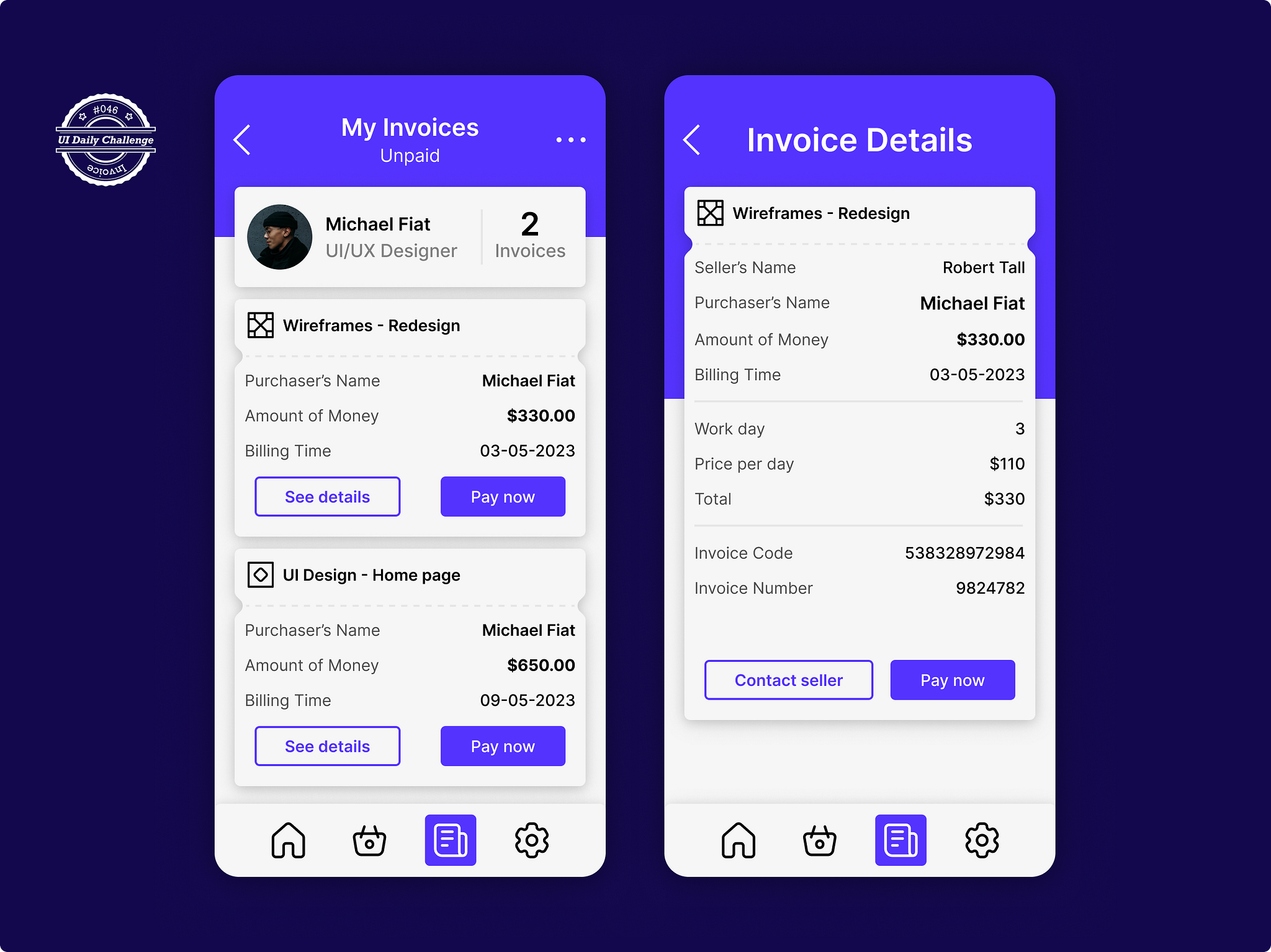 Invoice - UX/UI Design by Robin Drapeau on Dribbble