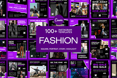 Fashion Purple Template 3d animation branding canva bundle canva pack canva post canva story design fashion graphic design illustration instagram bundle instagram pack logo motion graphics street fashion streetwear ui ux vector