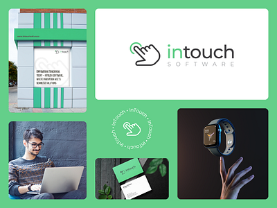 InTouch Software - Logo and Visual Identity brand identity branding business card graphic design green logo logo design software visual identity