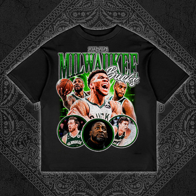 Milwaukee Bucks - Bootleg Design T-shirt (NBA) basketball bootleg bootleg design bootleg tshirt design graphic design tee