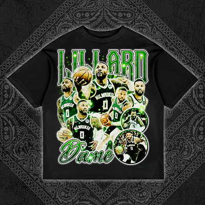 Dame Lillard - Bootleg Design T-shirt (NBA) basketball bootleg bootleg design bootleg tshirt design graphic design nba tee vintage