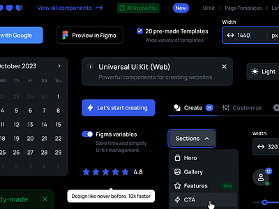 Universal UI Kit (Web) 123done button clean dark theme design design system dropdown figma form icons input light theme minimalism tag text field ui ui kit