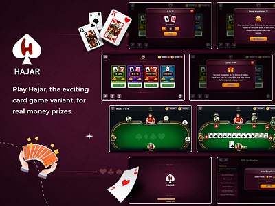 Rummy Game UI Design - Hajar Gameplay card games game design multi players online real money rummy ui