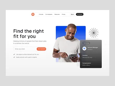 Quorum - Job Finder concept design hero section hiring landing page search site typography ui visual design