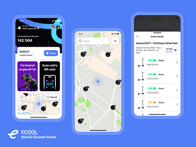 Electric Scooter Finder UI Kit App bike finder car booking app car finder ui app electric scooter ui app electric vehicle ui app finder map app ui app