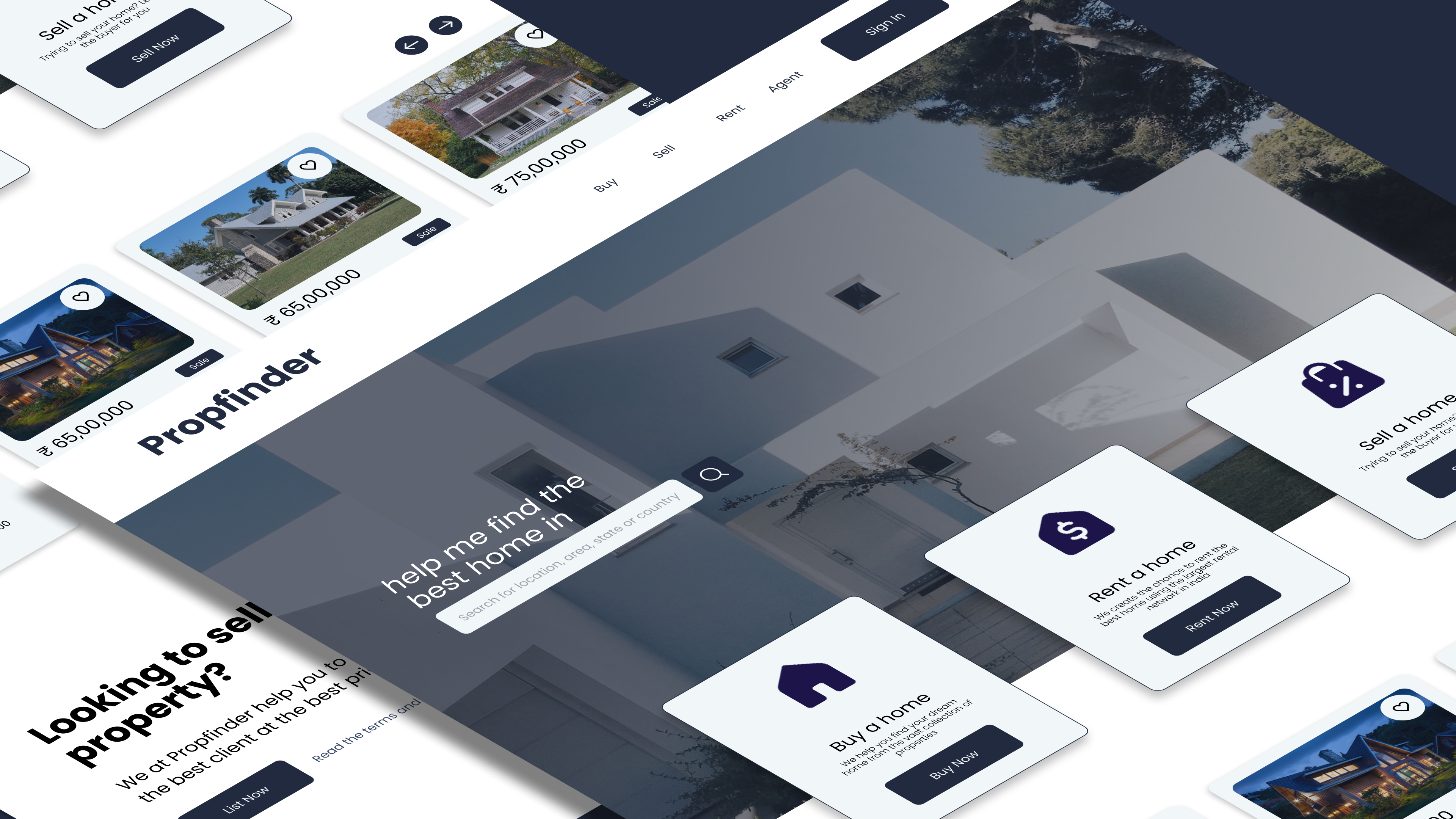 Propfinder: Real Estate Agency Landing Page landing landing page ui uiux ux website website design