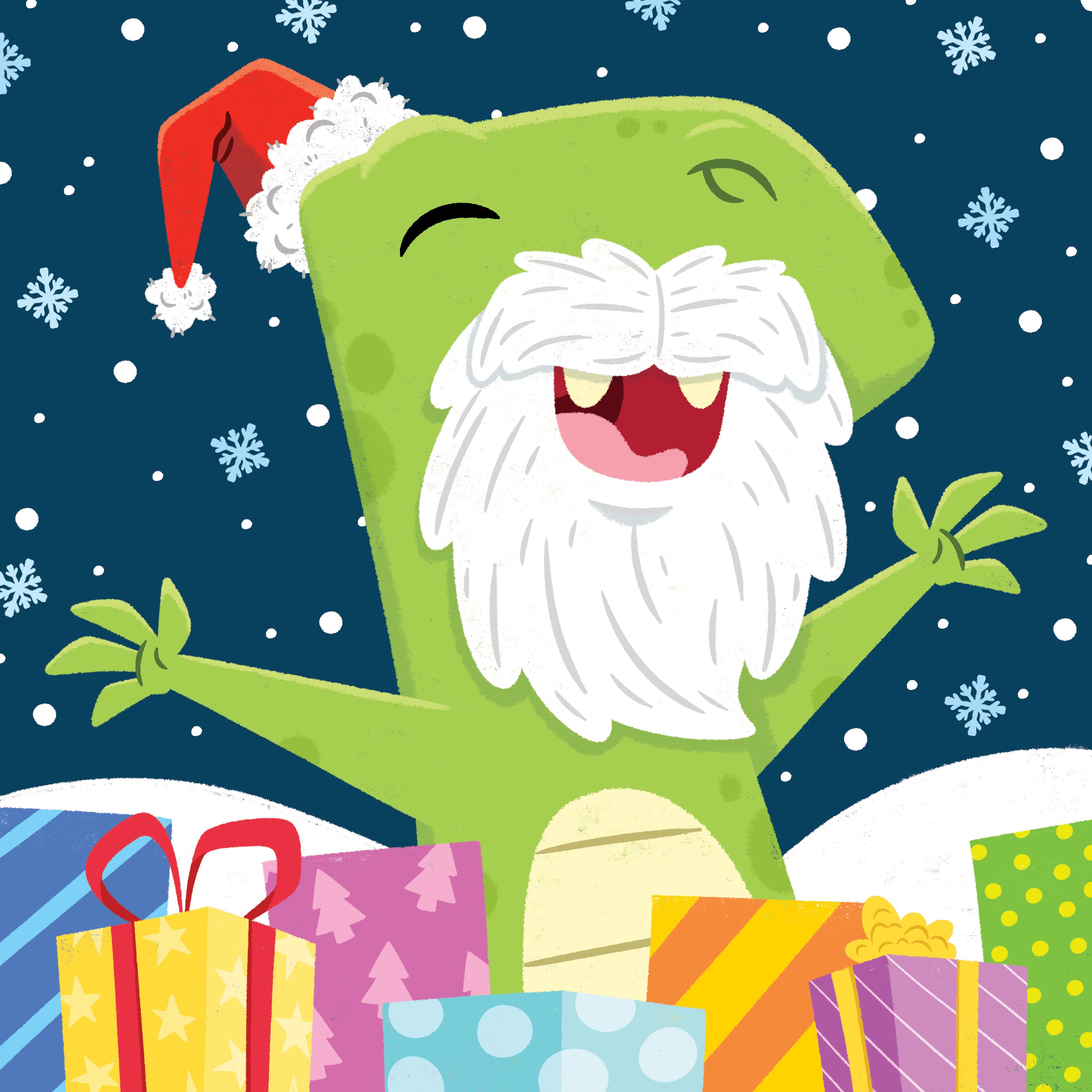 Santasaurus board book character childrens christmas cute design dinosaur illustration illustrator kids lit picture santa toddler xmas