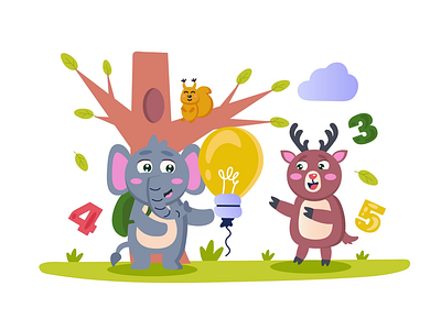 Idea 2d animals animation creative design flat fun funthinking ideas illustration imagination ingenuity innovation joy lighthearted motion whimsy