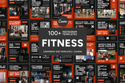 Fitness Orange Template 3d aerobic animation branding canva icon canva post canva story cardio content planner design fitness graphic design illustration instagram feed logo motion graphics ui ux vector workout