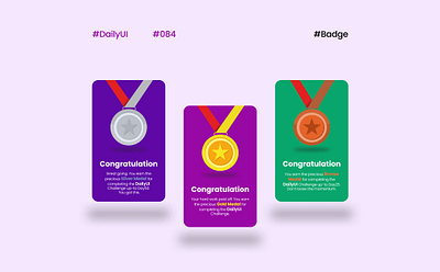 DailyUI Day084 - Badge badge cardlayout dailyui dailyui084 dailyuichallenge design feedbackmatters figma figmadesign goals illustration medal ui uidesign uiuxdesigner userexperiencedesign userinterfacedesign