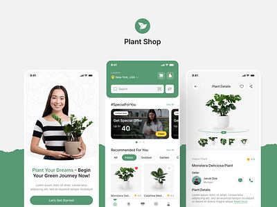 Plant Shop Ecommerce App Design | Online Plant Ordering App android app app design app designer app developer app ui design figma hire ui ux designer insightlancer ios plant ecommerce app plant shop ui ui design uiux user experience user interface ux ux design